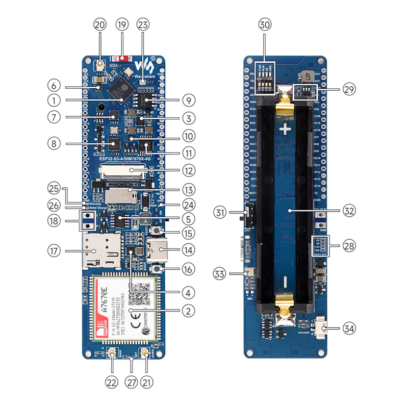 Waveshare ESP32-S3 A7670E 4G d - Esp32 Wifi Bluetooth Module recension och pris