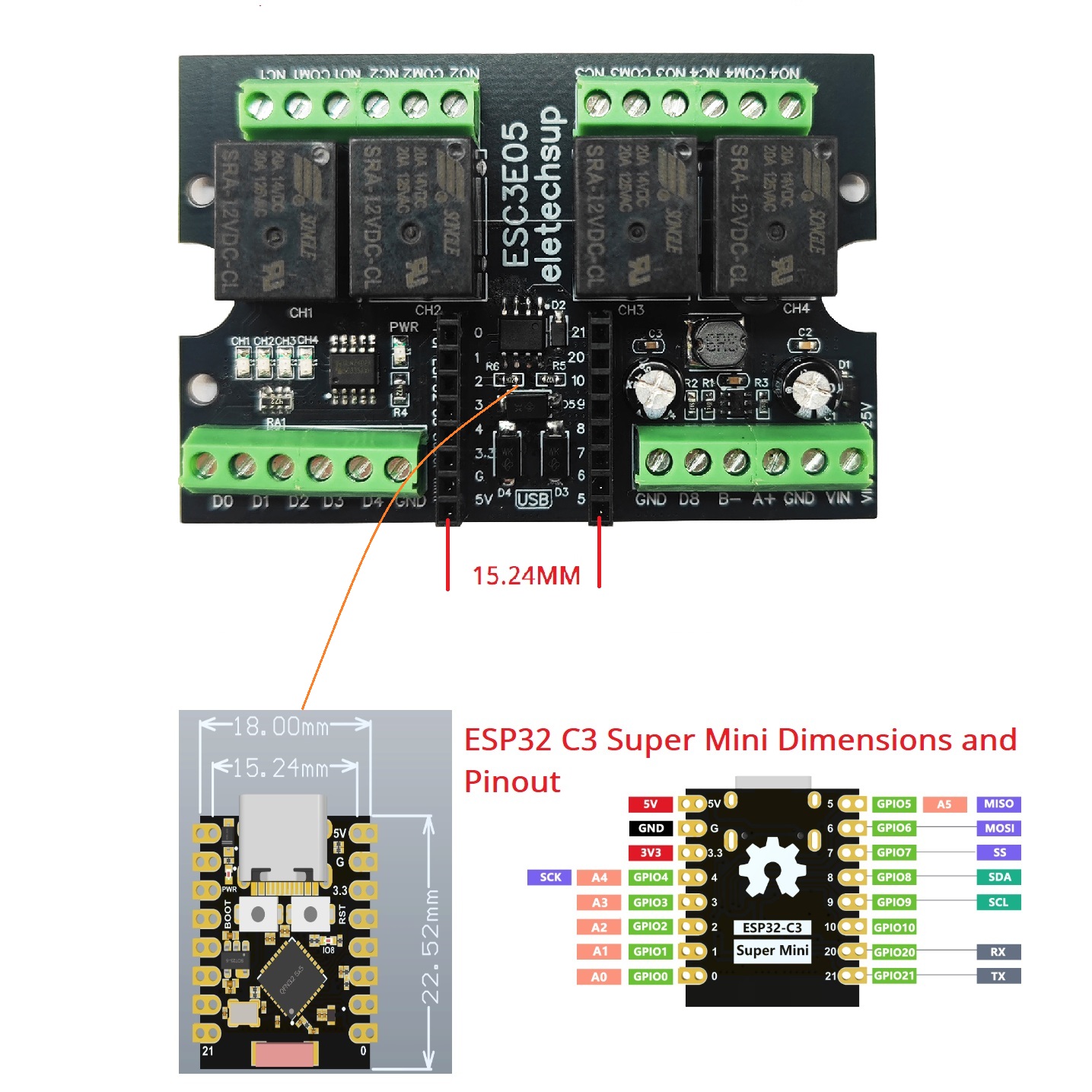 ESC3B04 ESP32-C3 Industrial Re - Espressif Esp32 recension och pris