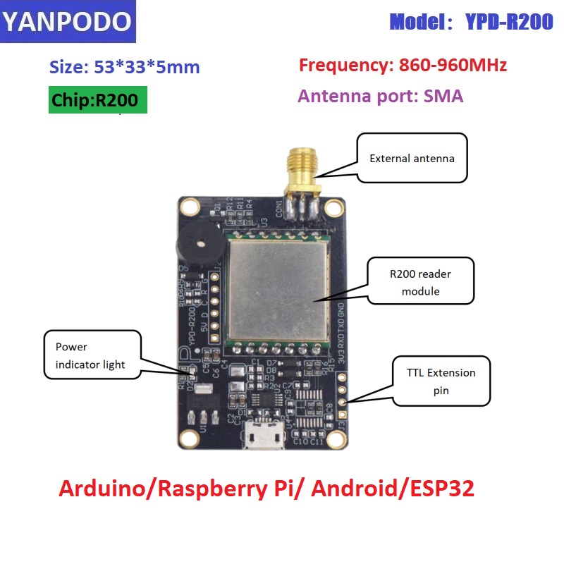 R200 Chip UHF RFID Reader Modu - Esp32 Uart Module recension och pris